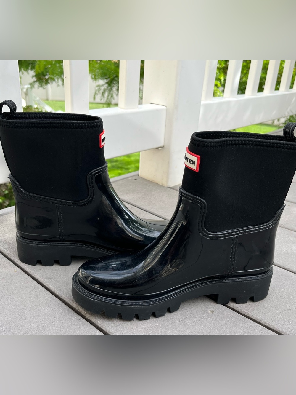 Hunter Play Short Rain Boots Gloss Black Womens 7 NWOT - Picture 6 of 11
